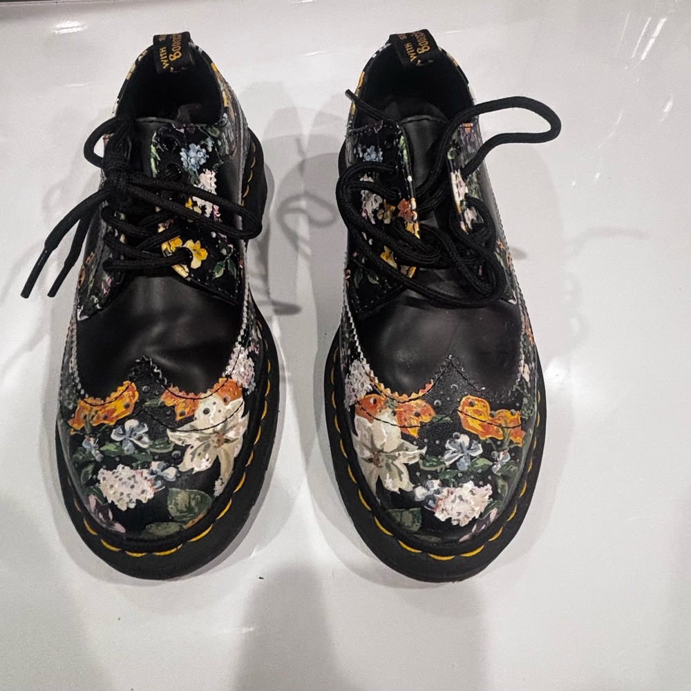 Dr. Martens Black Floral Loafers